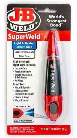 Obrázek pro produkt J-B WELD 33301 UV vytvrzované vteřinové lepidlo SuperWeld Light-Cure ( 5g )