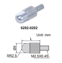 Obrázek pro produkt INSIZE 6282-0202 měřící dotek pro úchylkoměry vypouklý L=5mm