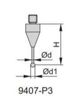 Obrázek pro produkt Dotek 19x2mm s rubínovou kuličkou INSIZE 9407-P3 pro sondy 9407