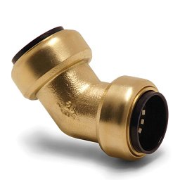 Obrázek pro produkt Úhlová spojka 45° (mosaz), trubka 22 mm