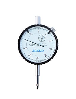 Obrázek pro produkt ACCUD 226-010-11 nárazuvzdorný přesný číselníkový úchylkoměr 0-10mm ( 0,01mm ) s ouškem