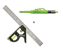 Obrázek pro produkt AKCE - Swanson úhelník 300mm + Pica-Dry Longlife - truhlářská automatická tužka